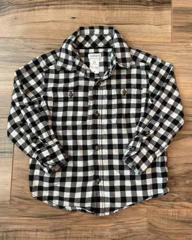 2T Carter's Black/White checkered flannel shirt