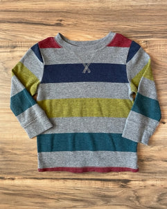 2T Cat & Jack gray multi-striped thermal shirt