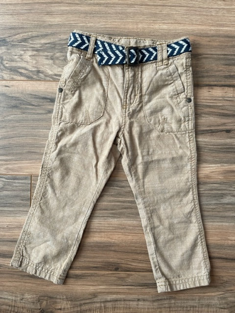 2T Genuine Kids khaki pants w/ boho arrow belt detail attached