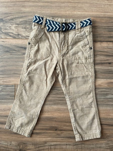 2T Genuine Kids khaki pants w/ boho arrow belt detail attached