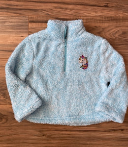 3T unbranded soft fuzzy pullover half zip w/ rainbow sequin unicorn