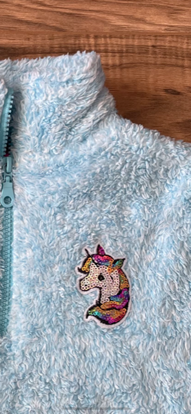 3T unbranded soft fuzzy pullover half zip w/ rainbow sequin unicorn