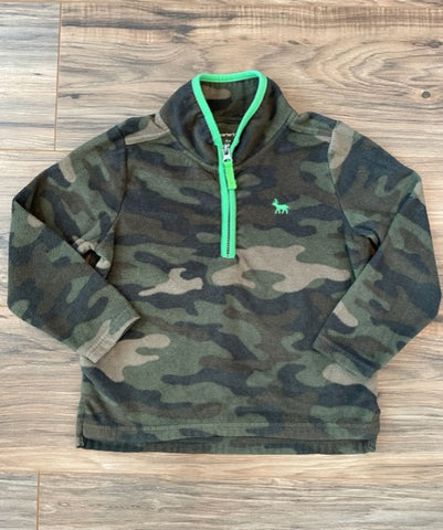 4T Carter's 1/4 zip camo sweatshirt with bright green detailing