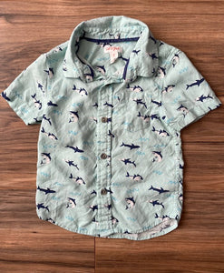 4T Cat & Jack aqua shark print button down shirt