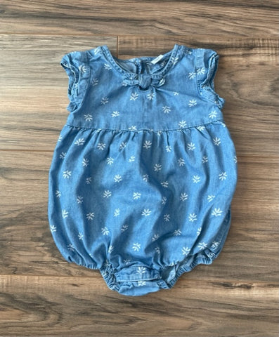 6-12m Old Navy chambray floral bubble romper