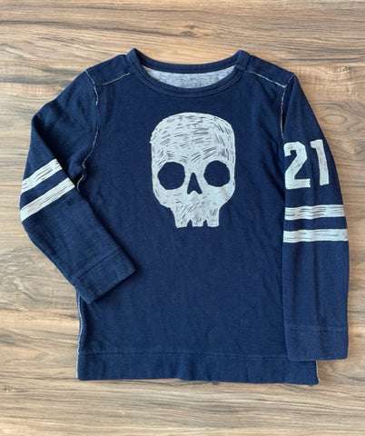 6-7Y Gymboree navy skull soft jersey lined sweatshirt shirt