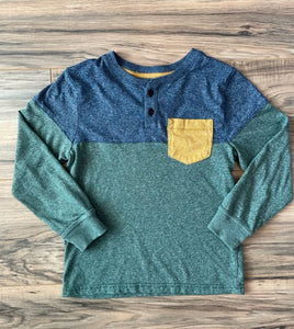 5T Genuine Kids L/S color block henley shirt w/pocket