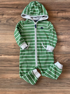 18m Carter's hooded striped pant romper with dinosaur embroidery