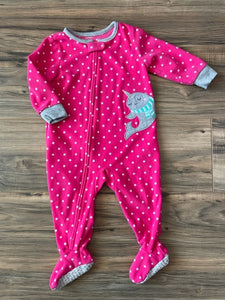 12m Carter's pink fleece narwhal footed sleeper