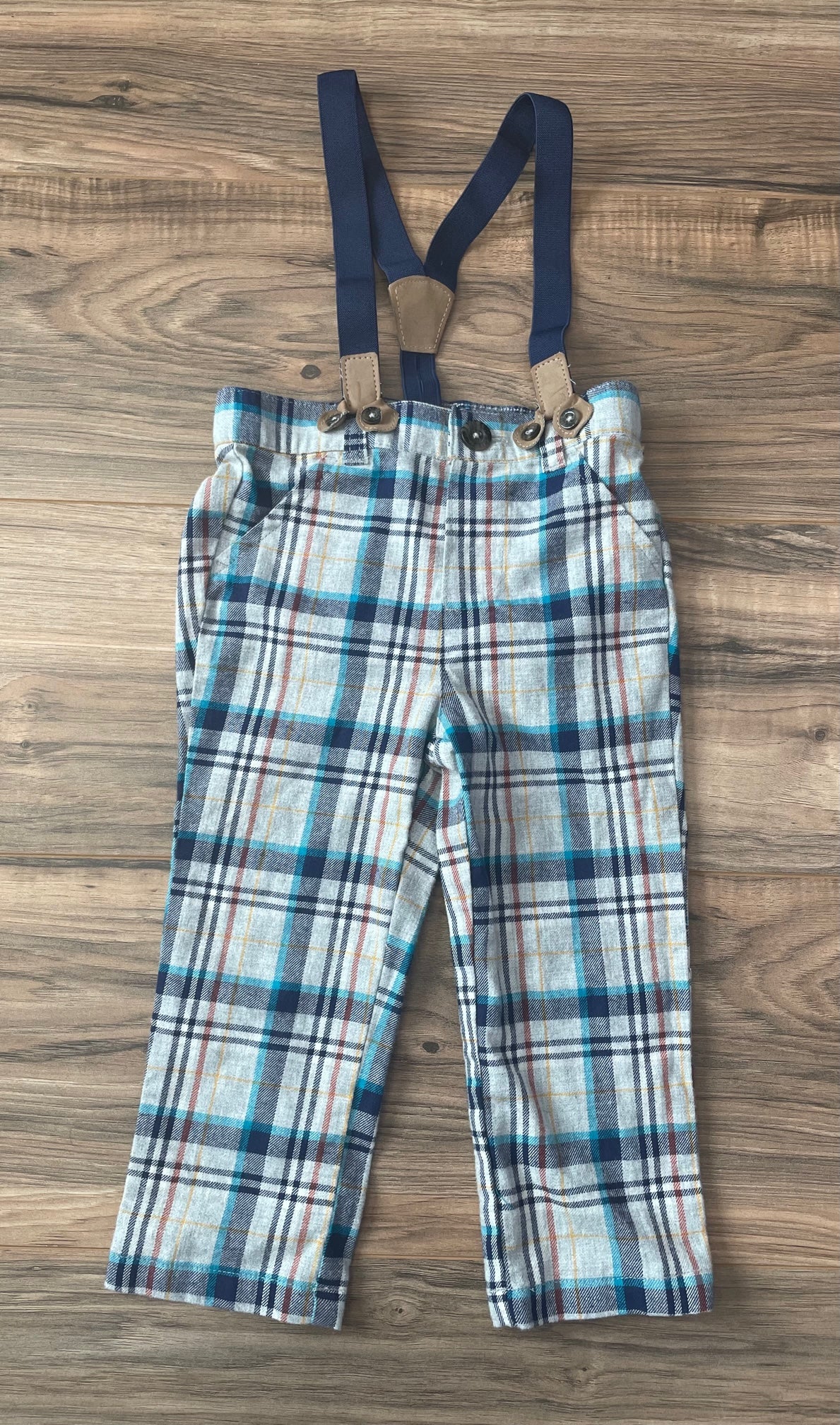18m Cat & Jack plaid flannel pants with detachable suspenders