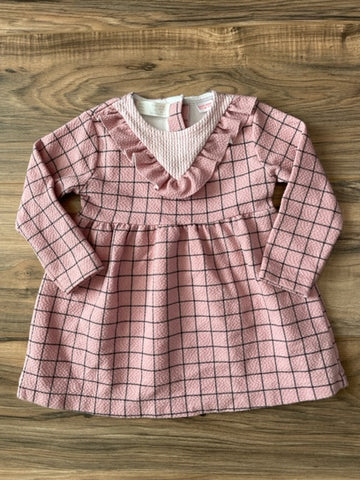 Size 9/12m Zara Baby collection long sleeve pink patterned dress with ruffle detailing
