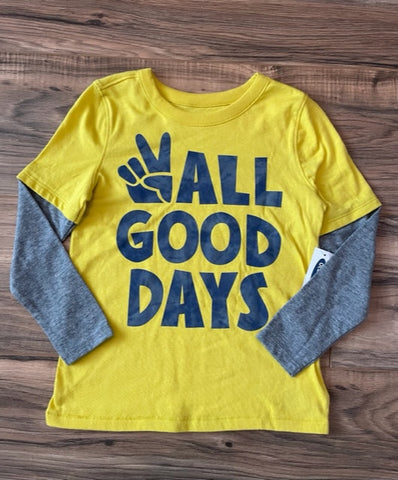NEW 5T Old Navy All Good Days yellow and heather gray long sleeve shirt
