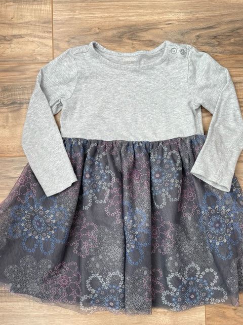 4T Gymboree L/S gray w/floral tutu skirt dress