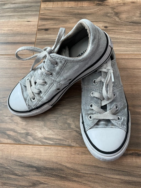 Size 13 Converse silver velour low top sneakers