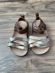 6-9m Carter's tan/rose gold/gold strappy sandals