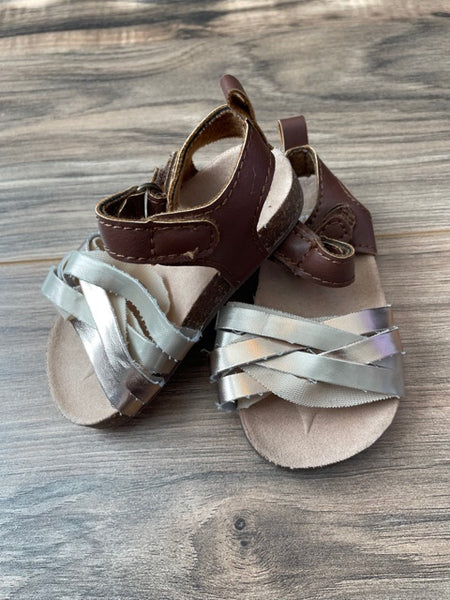 6-9m Carter's tan/rose gold/gold strappy sandals