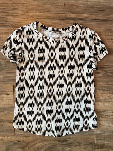4T Old Navy cream/bronze/black boho aztec print shirt