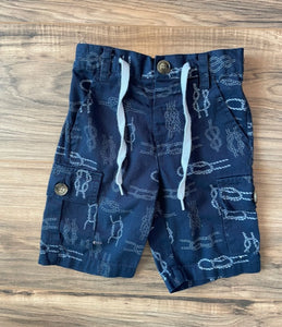 Size 3-4 Unbranded navy blue sailor's knot print cargo pocket shorts