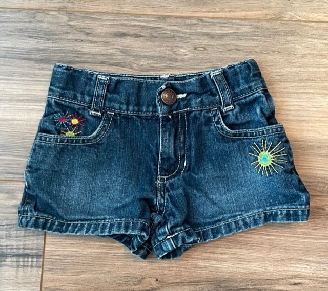 3T Old Navy denim shorts with rainbow and sun embroidery