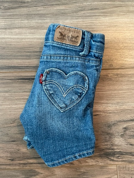 3T Levi's shorty shorts with heart pocket details