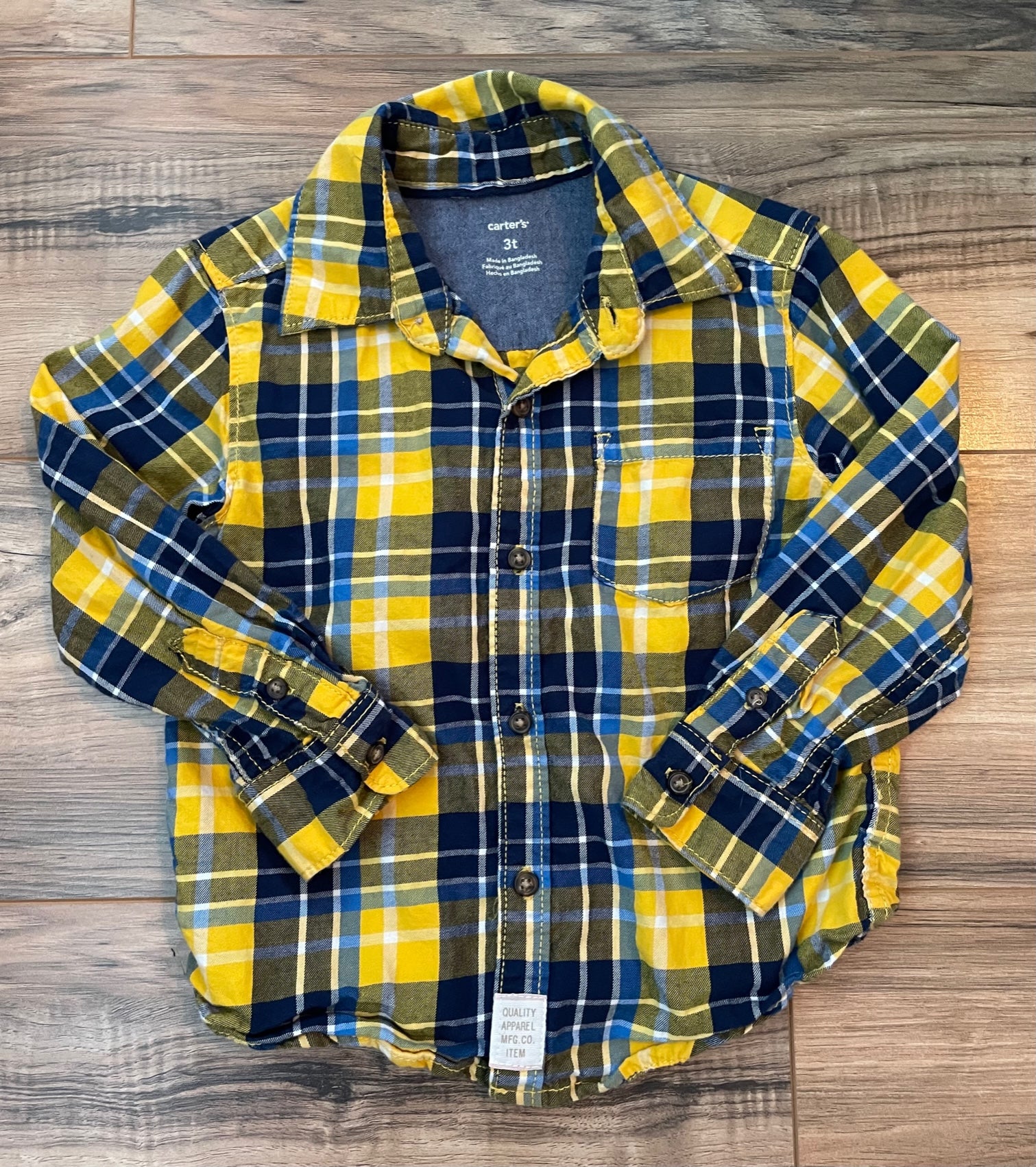 3T Carter's blue and yellow plaid long sleeve button-down shirt Young Ones Kids Resale Store 3T Carter's blue and yellow plaid long sleeve button-down shirt Young Ones Kids Resale Store