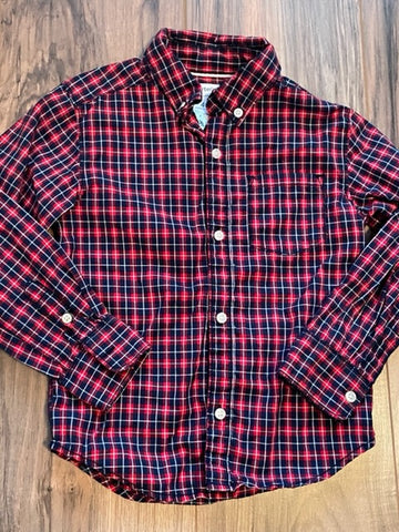4T Carter's red, blue, and white gingham button-down shirt