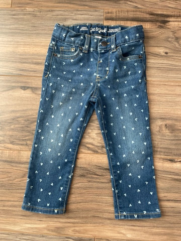 2T Cat & Jack super stretch skinny jeans with heart pattern
