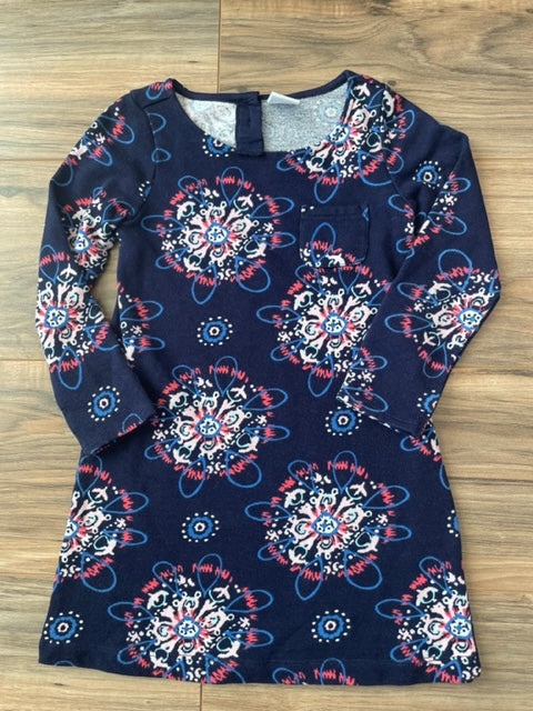4T Gymboree long sleeve dark blue with circle pattern shirt dress