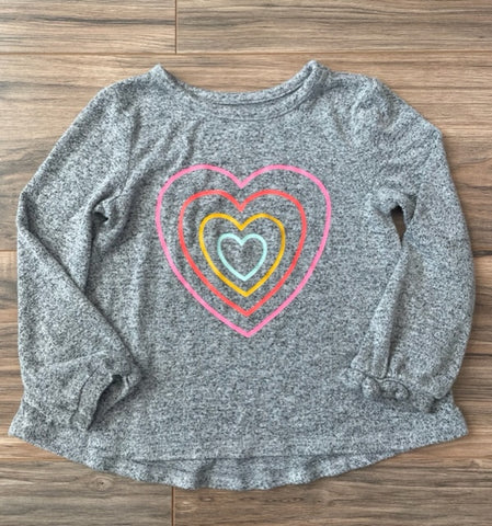 4T Cat & Jack heather gray long sleeve sweater-shirt with rainbow heart detail