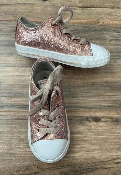 Size 8 Converse pink/rose gold sparkle sneakers