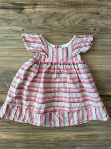 12m Genuine Kids taupe/pink/red striped boho dress