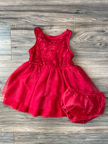 18m Cat & Jack red sequin sparkle tutu dress + matching bloomers