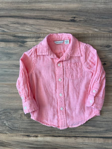 6-12m Janie & Jack L/S pink/red button down shirt