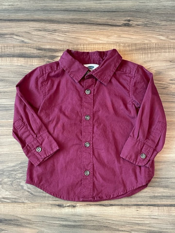 12-18m Old Navy L/S burgundy button down shirt