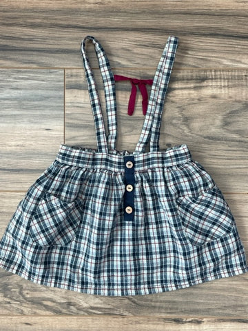 12-18m Zara baby plaid suspender skirt with pockets girl girls girl's