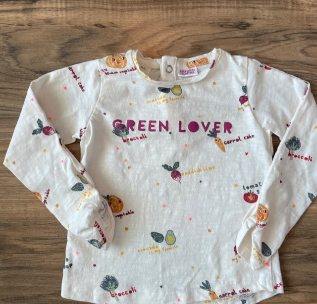 6/9m ZARA baby green lover fruits and veggies shirt girl girl's girls t-shirt long sleeve