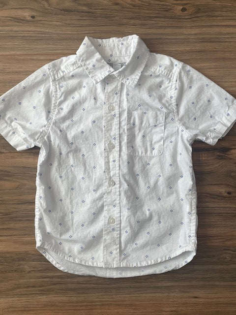 Size XS (4) Children's Place white boho print button down shirt boys boy's boy baby