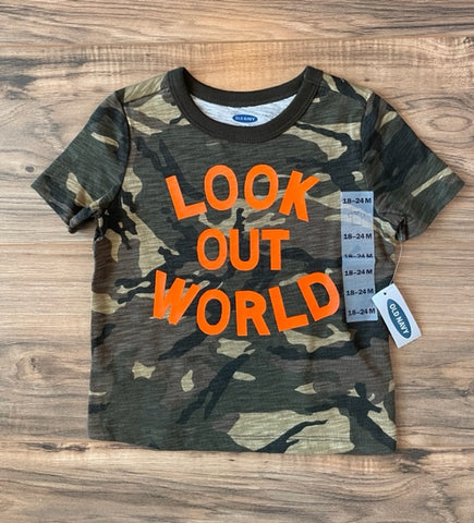 NEW 18-24m Old Navy camo Look Out World shirt