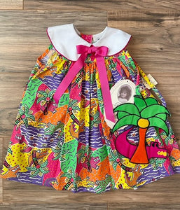 NEW 2T Rare Editions vintage palm tree peter pan collared dress