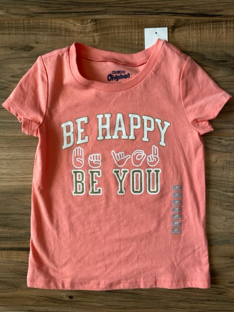 NEW 4T OshKosh peach sparkle Be You ASL shirt