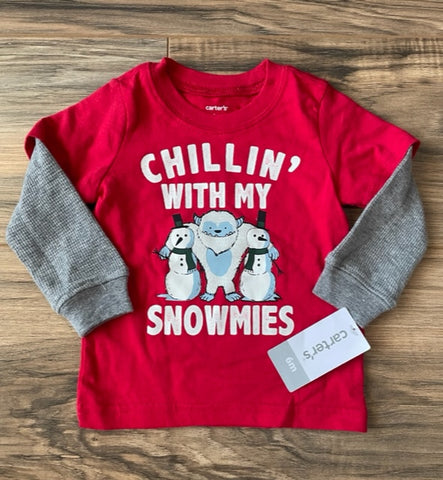 NEW 6m Carter's Chillin' with my Snowmies shirt