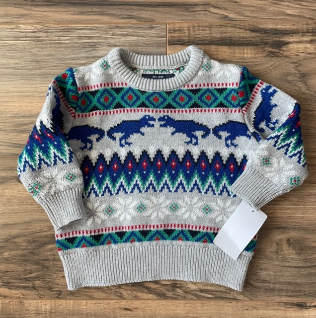 NEW 6m OshKosh Dinosaur fair isle soft sweater