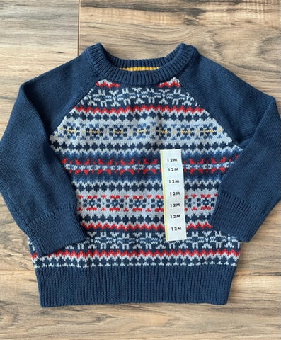 NEW (without tags) 12m Cat & Jack blue fair isle soft sweater