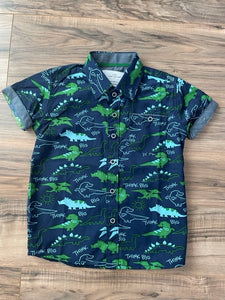 Size 4/5 Craft + Flow dinosaur print button down shirt