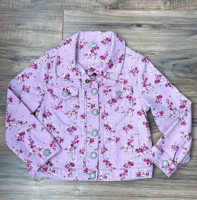Size 4 GAP lavender denim jacket w/ flowers