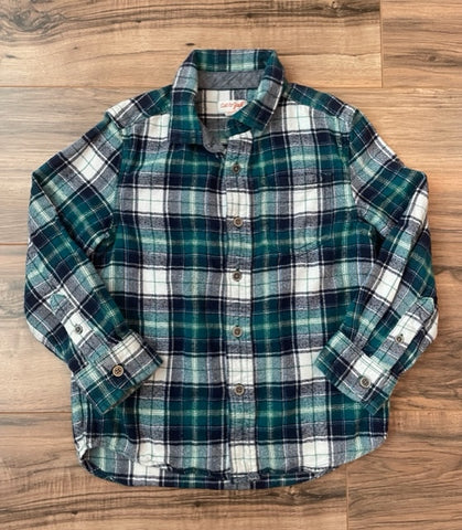 Size XS (4/5) Cat & Jack white/teal/navy/green plaid flannel shirt